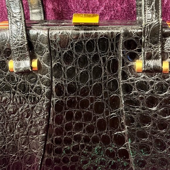 Vintage BASS Alligator Crocodile Handbag with Lipstick Red Leather interior! - Picture 6 of 10